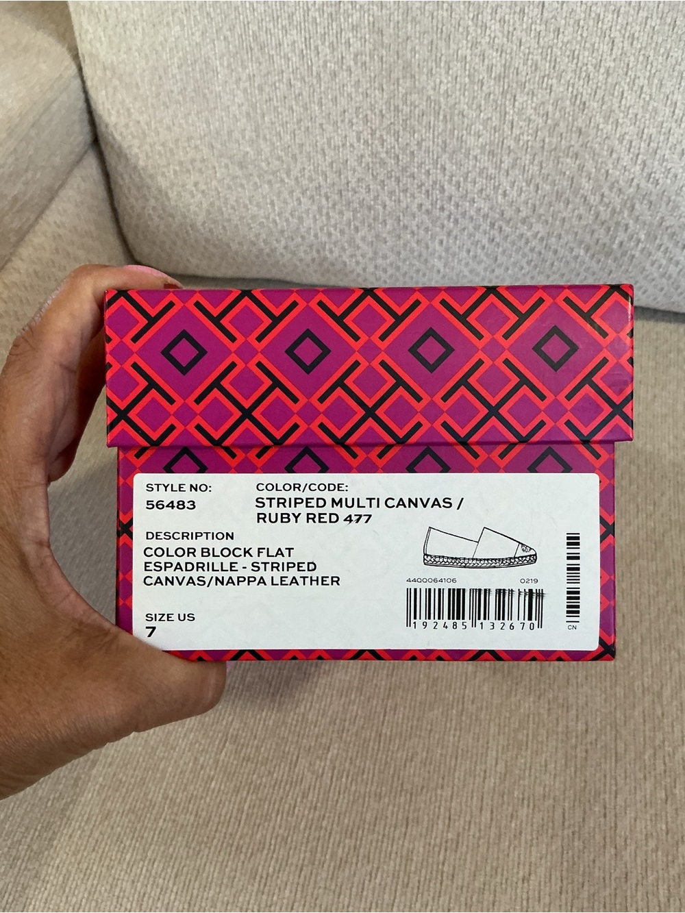 Tory Burch Striped Canvas & Leather Cap-Toe Espadrilles - Picture 6 of 6